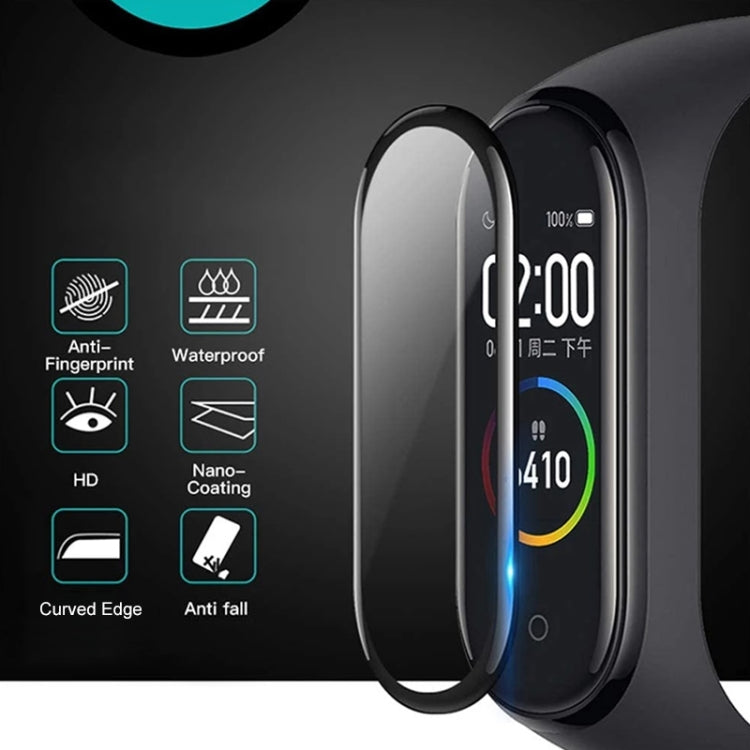 Curved transparent smartwatch screen protector film on the display