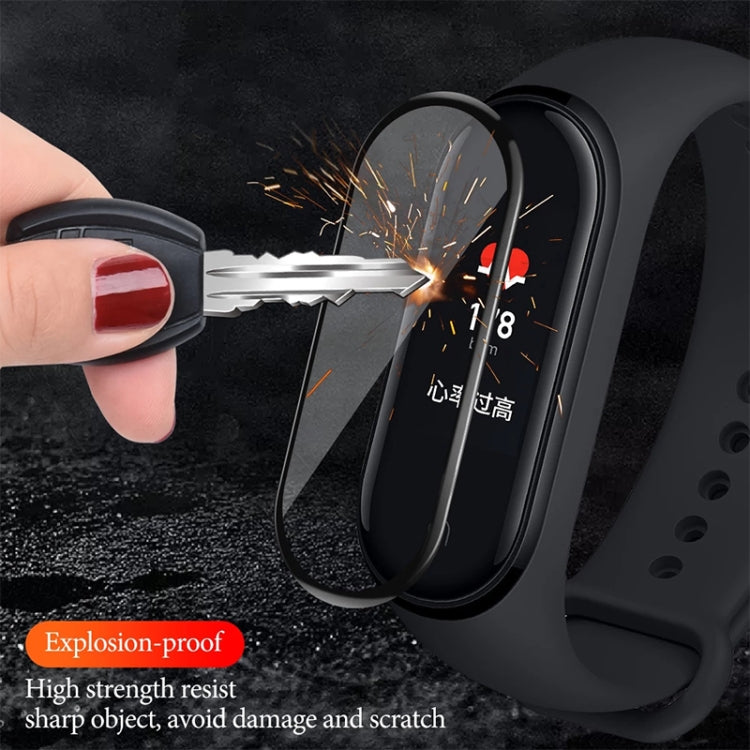 Smartwatch screen protector film in place on the display with impact sparks
