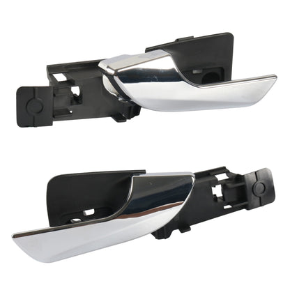 Car interior door handle with black housing and silver chrome lever (pair)