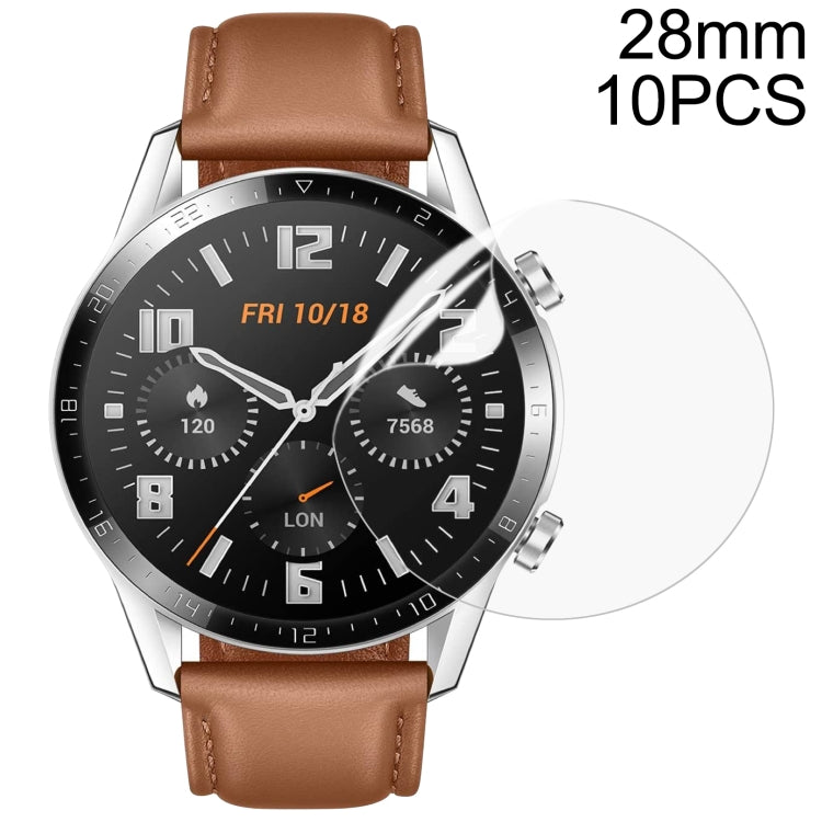 Round TPU hydrogel watch screen protector film, 28mm, 10-pack