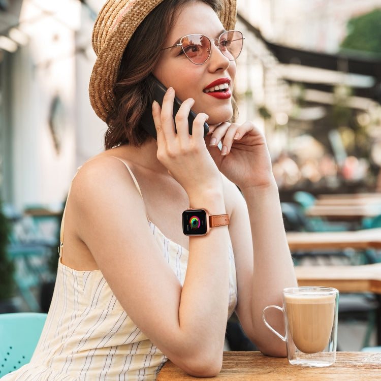 14mm Leather Strap Watchband For Apple Watch Series, 7 41mm / 6&SE&5&4 40mm / 3&2&1 38mm, 7 45mm / 6&SE&5&4 44mm / 3&2&1 42mm