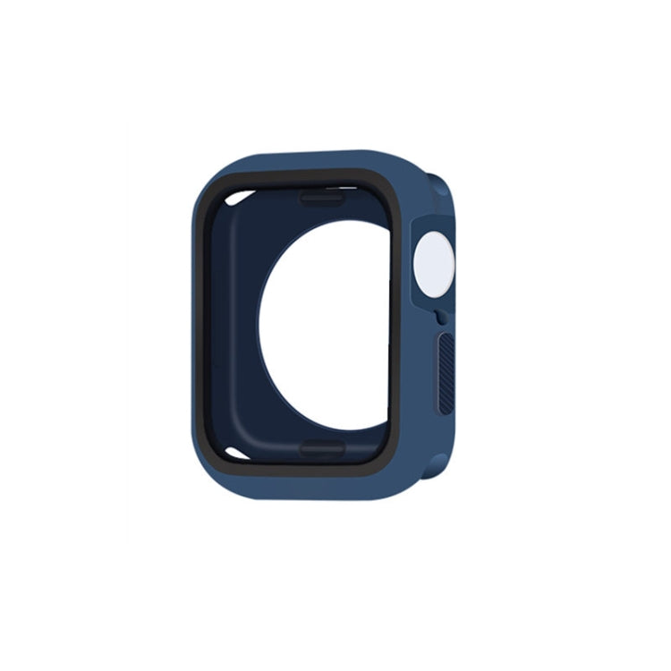 Two-tone shockproof Apple Watch case, navy blue with white side button cutout
