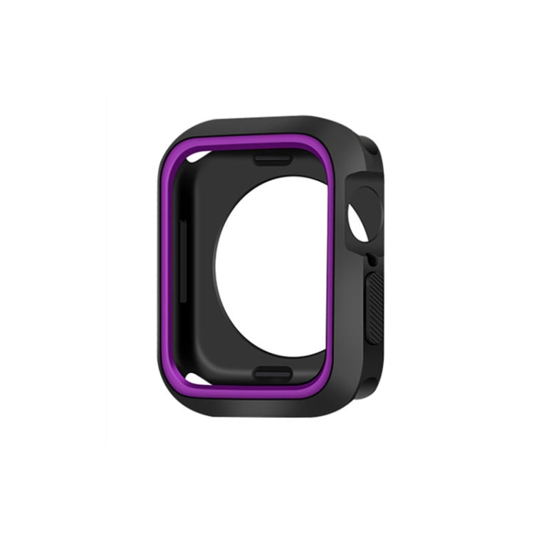 Two-tone shockproof Apple Watch case, black with purple border and side buttons