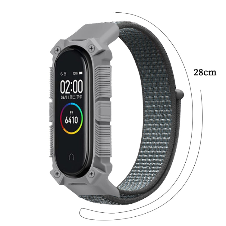 Grey nylon watchband with rugged frame, 28cm strap length shown