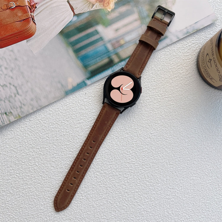 Crazy Horse Texture Frosted Leather Strap Watchband, 20mm, 22mm