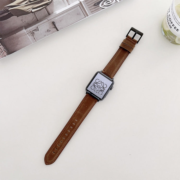 Crazy Horse Texture Matte Replacement Watchband For Apple Watch Series, 7 45mm / 6&SE&5&4 44mm / 3&2&1 42mm, 7 41mm / 6&SE&5&4 40mm / 3&2&1 38mm