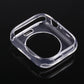 Clear TPU Apple Watch case with raised edge and lens opening for screen