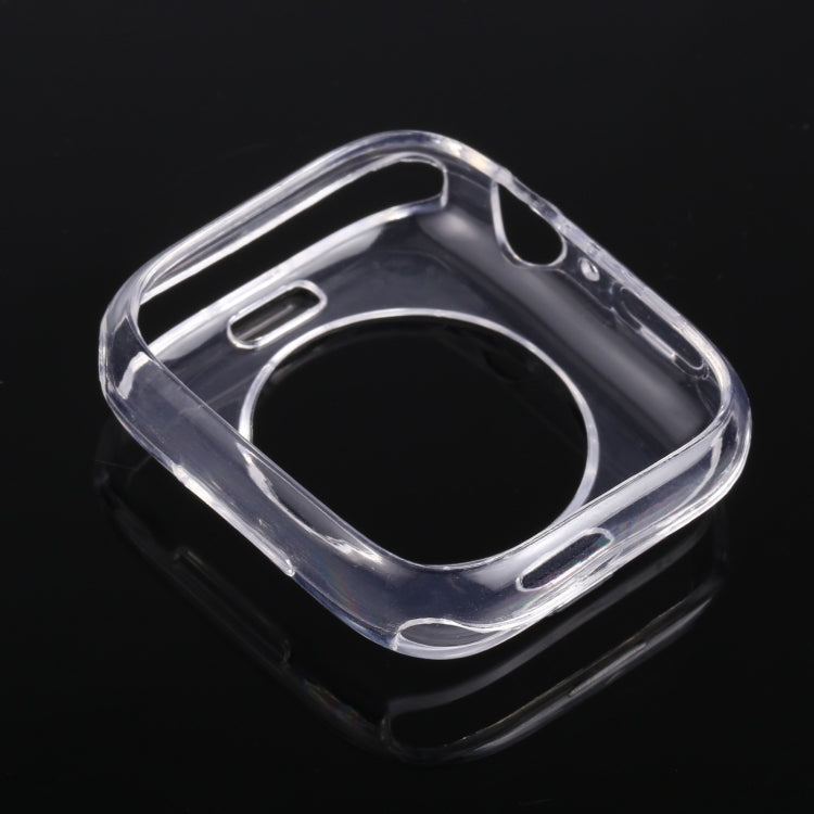 Clear TPU Apple Watch case with raised edge and lens opening for screen
