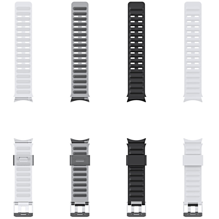 Assorted silicone watchbands in multiple colors: white, gray, black, and light tones.