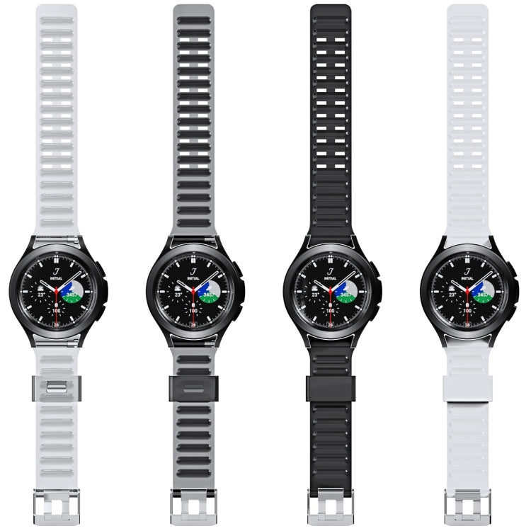 Set of watches with silicone straps in white, gray, and black, each with a dark dial.