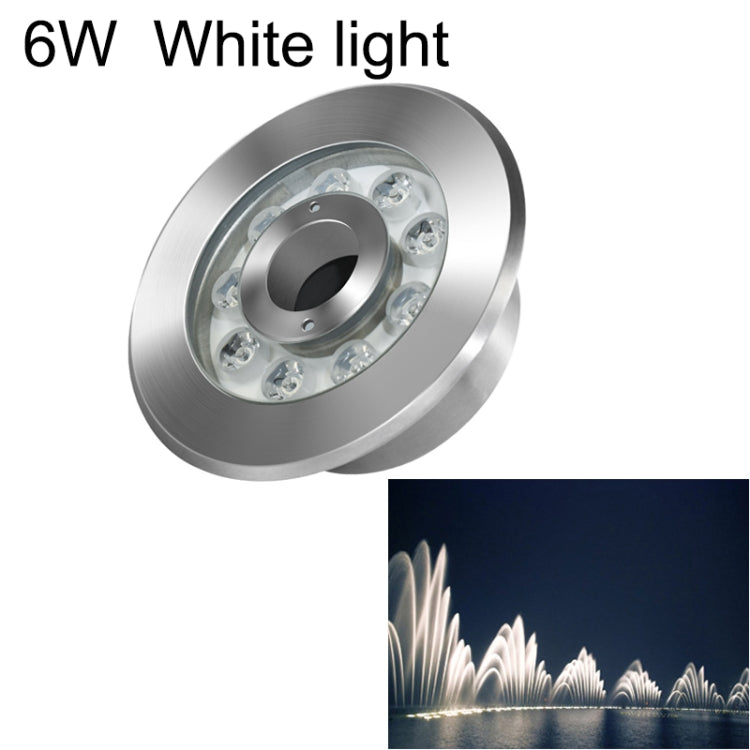 6W white LED underwater fountain ring light, brushed stainless steel with circular lens