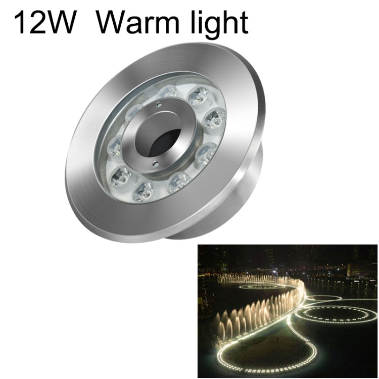 Stainless steel ring LED underwater fountain light, 12W warm light, clear lens LED array
