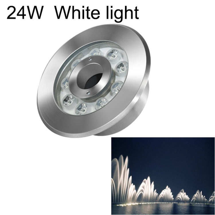 Stainless steel ring LED underwater fountain light, 24W white light, clear lens LED array
