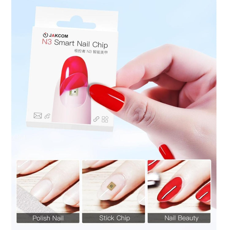 JAKCOM N3 smart nail chip set with red glossy nail and hand applying