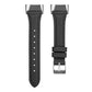 Black leather watchband for Fitbit Charge 5 with metal buckle and stitched holes