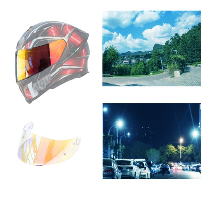Motorcycle helmet visor lens, anti-UV wind shield, reflective red-gold tint