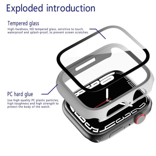 2-in-1 Apple Watch case with tempered glass protector, exploded view of glass and PC frame