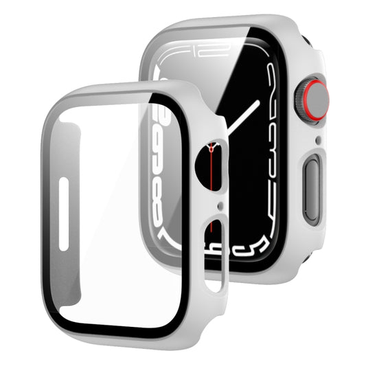 2-in-1 Apple Watch case with tempered glass protector, white frame, transparent glass front