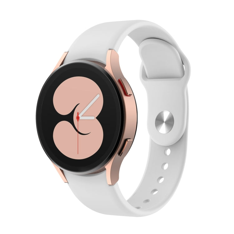 White silicone watch band with reverse buckle and metal pin, shown with watch bezel.