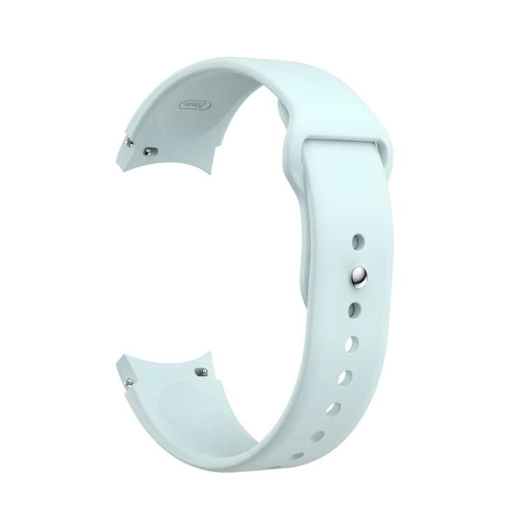 Light mint silicone reverse-buckle watch band with adjustment holes and pin buckle