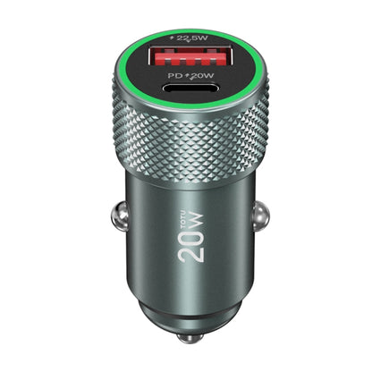 TOTU 20W car charger with PD display and textured metal body, dark gray