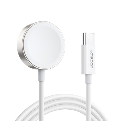 Magnetic charging cable with white USB-C plug and round magnetic connector end