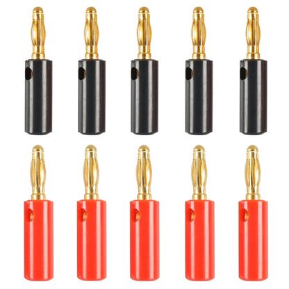 Assorted 4mm gold-plated banana audio plugs with black and red insulated housings