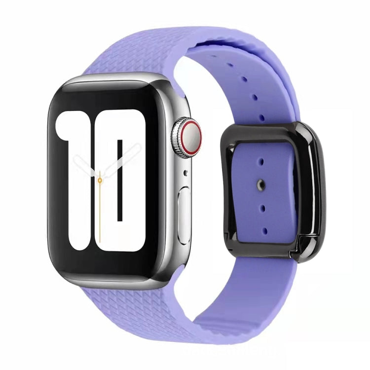 Black Buckle Silicone Watchband For Apple Watch Series, 7 41mm / 6&SE&5&4 40mm / 3&2&1 38mm, 7 45mm / 6&SE&5&4 44mm / 3&2&1 42mm