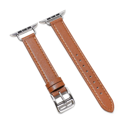 14mm cowhide leather watch band in light brown, silver buckle, perforated strap