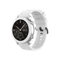 White silicone smartwatch replacement strap with adjustable buckle and perforated adjustment holes