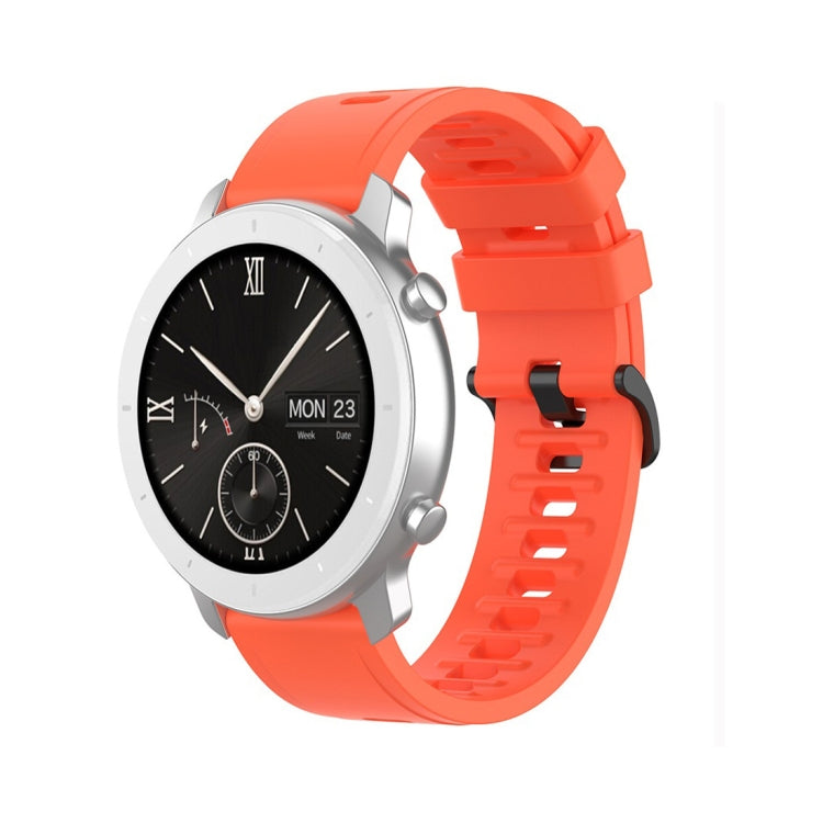 Silicone smartwatch replacement strap with adjustable buckle, orange red, 20/22mm