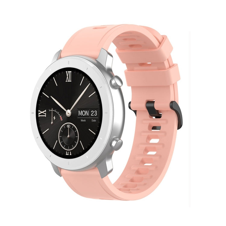 Silicone smartwatch replacement strap with adjustable buckle, light pink, 20/22mm