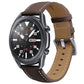 Leather watchband with dark brown leather strap, perforated holes, stitched edges, metal buckle