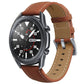 Leather watchband with rust brown leather strap, perforated holes, stitched edges, metal buckle