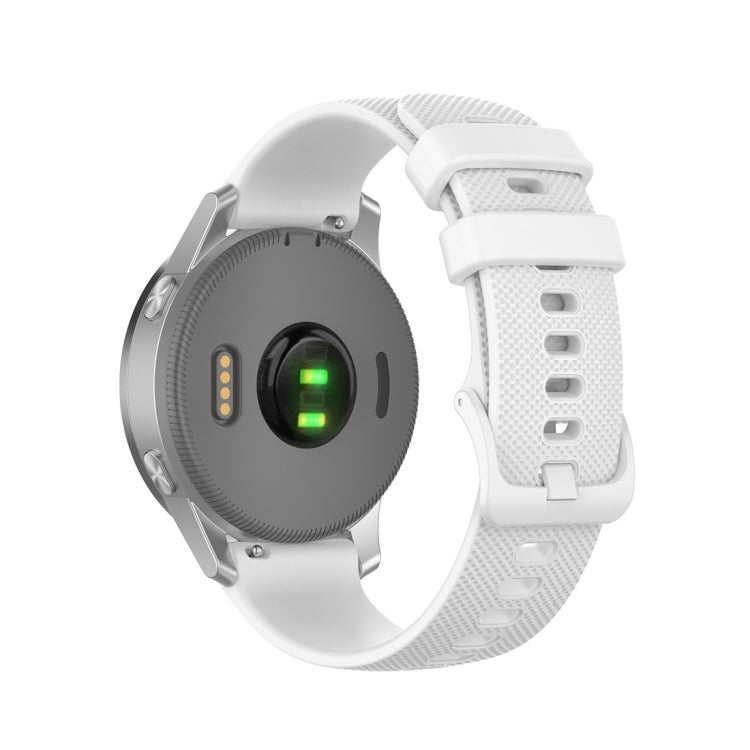 White silicone smartwatch replacement strap with textured band and adjustable clasp