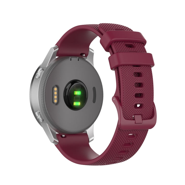 Silicone smart watch replacement strap in wine red, universal 18mm–22mm with buckle holes