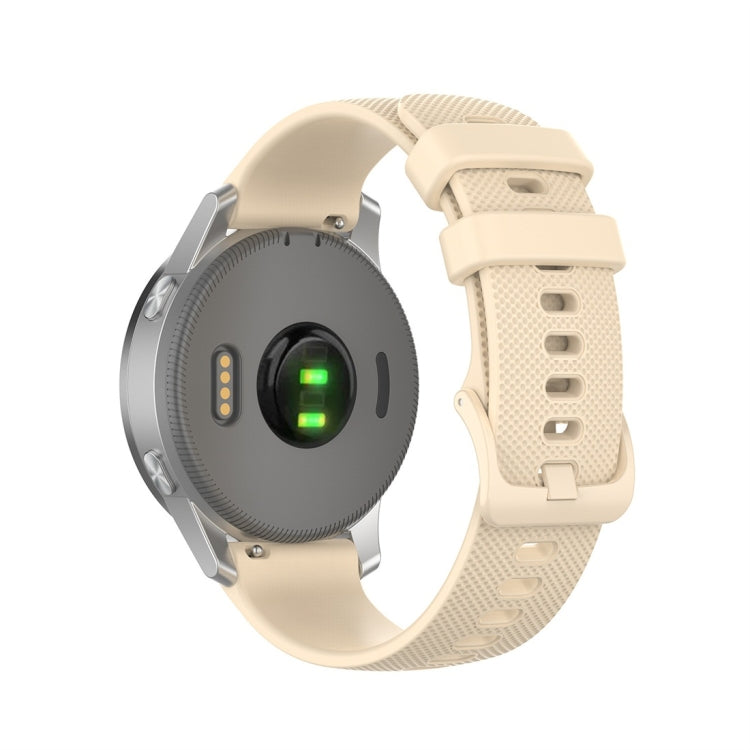 Silicone smart watch replacement strap in cream, universal fit 18mm–22mm with buckle closure
