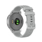 Light gray silicone smartwatch strap with textured surface and rectangular clasp