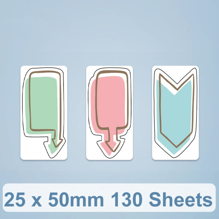 Thermal label stickers with green, pink, and envelope designs (25 x 50mm)