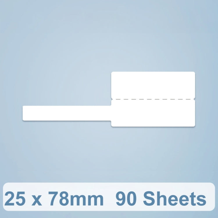 White thermal cable label stickers, blank rectangular design with cut corner tabs