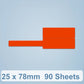 Red thermal cable label stickers, blank rectangular design with cut corner tabs