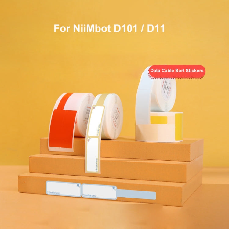 Data cable label sticker rolls with rectangular blank labels for cable sorting