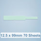 Mint green data cable sort sticker roll with long label strips, blank tag style.