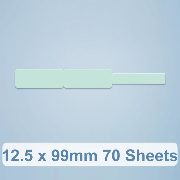 Mint green data cable sort sticker roll with long label strips, blank tag style.