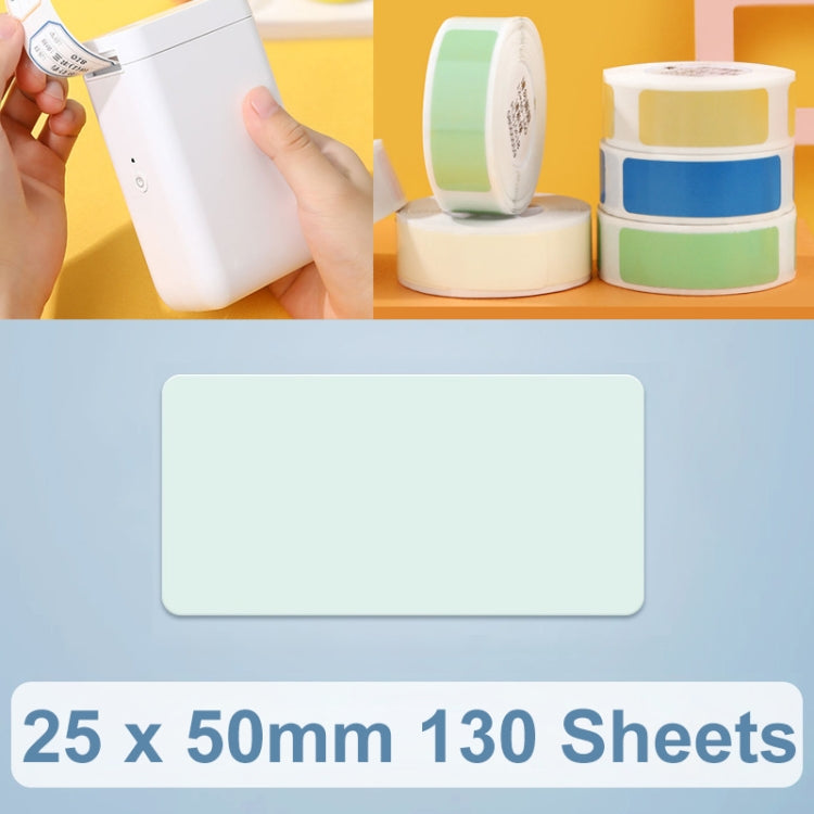 Mint green thermal label sticker sheet, 25 x 50mm rectangle, 130 sheets