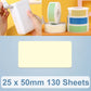 Lemon yellow thermal label sticker sheet, 25 x 50mm rectangle, 130 sheets
