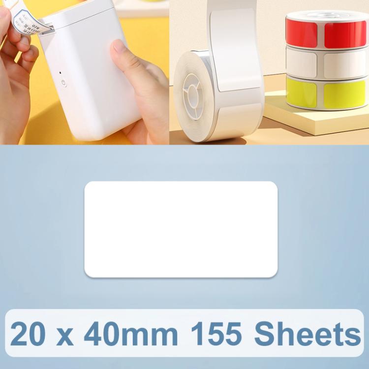 White thermal label stickers, 20 x 40mm, 155 sheets