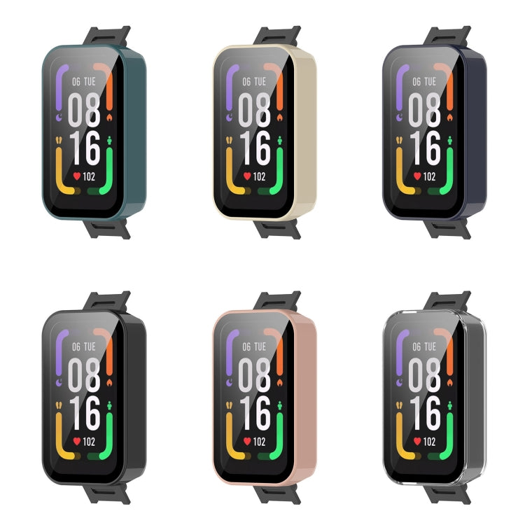 Set of six tempered glass watch cases in black, blue, green, white, ivory, pink