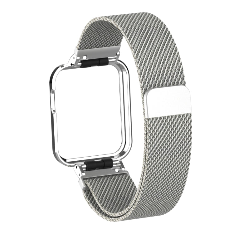 Light gray magnetic metal watchband with silver clasp and black insert