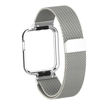 Light gray magnetic metal watchband with silver clasp and black insert